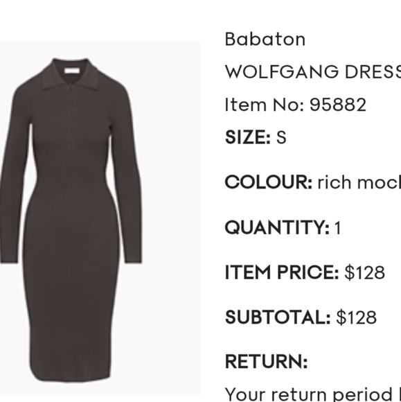 Babaton Wolfgang Dress Rich Mocha dress - Picture 1 of 5